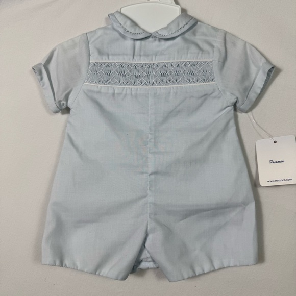 NWT Petit Ami Light Blue Smocked Shortall Kids Size Preemie - Picture 1 of 6